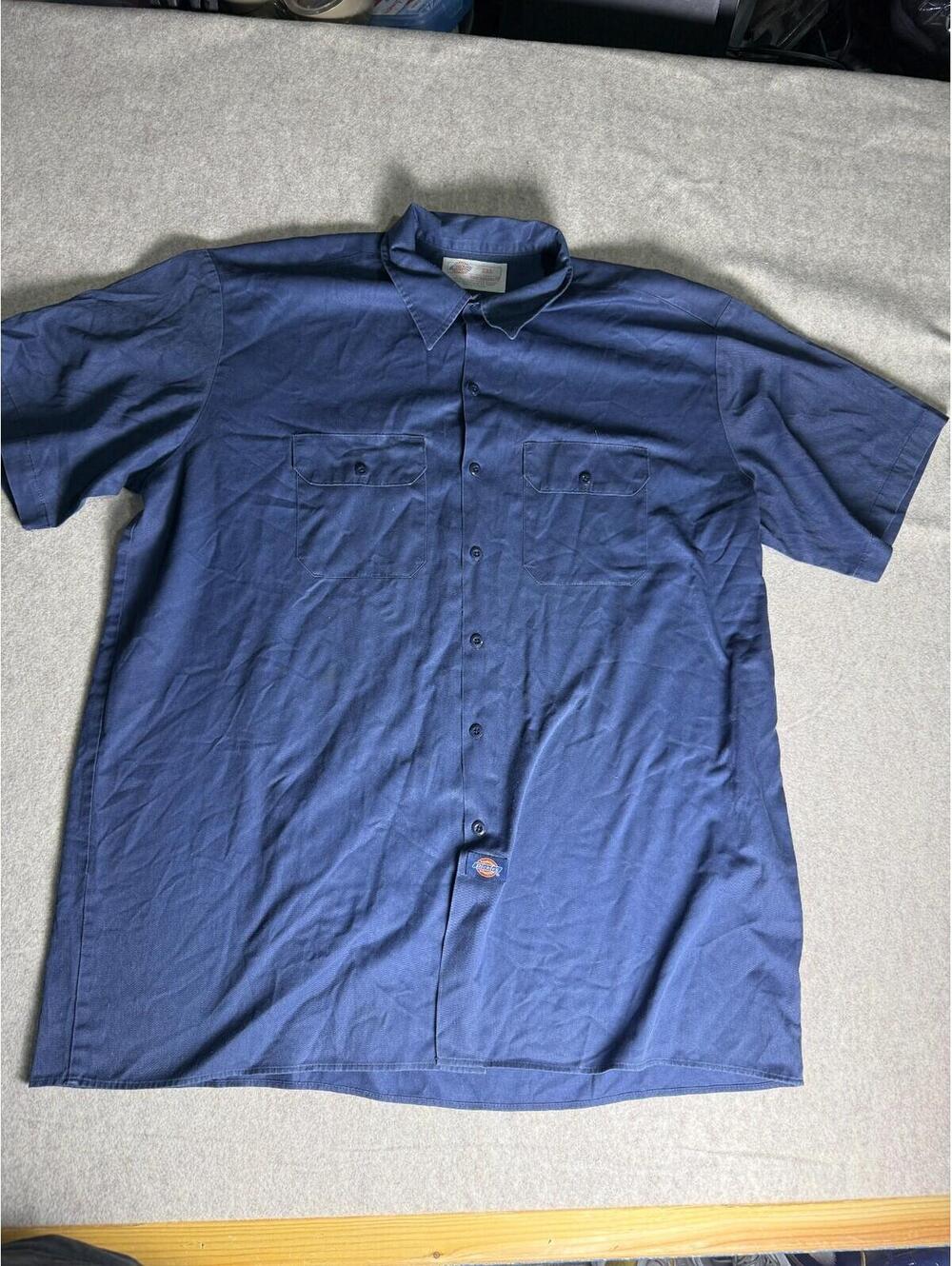 Dickies Work Men 2XL Button Down dark blue Shirt S/S 2 pockets 1557